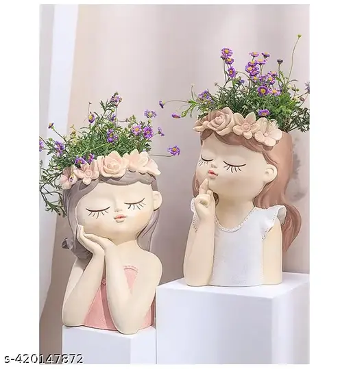 Fairy Head Girl Adorable Succulent Planter Pot(set of 2)