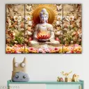 Buddha Meditating Wall Art Modern Painting Digital Reprint 12 inch x 18 inch Painting (Without Frame, Pack of 3)