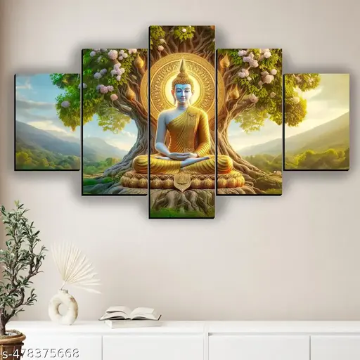 Buddha Home Decoration Beautiful Painting (Set of 5) Digital Reprint