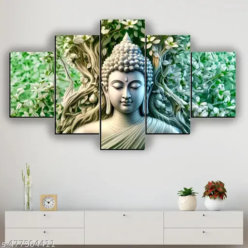 Buddha Painting Decoration For Wall Digital Reprint 18 inch x 30 inch Painting (Without Frame, Pack of 5)