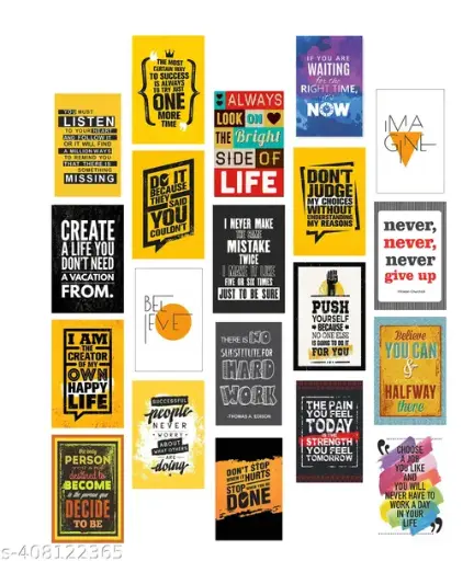 ThePosterMart Inspirational Motivational Quotes Wall Abstract Poster for Room Home and Office Decor, Multicolor (Pack of 20) (A6 SIZE)