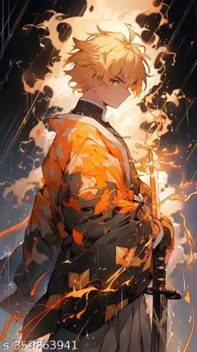 Craft Valley Zenitsu Agatsuma Demon Slayer HD Print Self Adhesive Poster 12*18 Inches and 300 GSM Unframed Poster