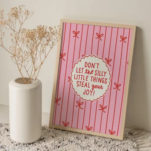 BOSSICA Poster Motivational Painting Pink Aesthetic Positive Quote Framed Painting for Home and Office Wall Decor Aesthetic Wall Painting with Frame for Living Room Aesthetic Bed Room ( 21x30cm)