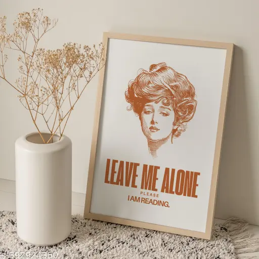 BOSSICA Poster Leave me alone Vintage Painting flowers Boho Abstract Style Vintage Framed Painting for Home and Office Wall Decor - Wall Painting with Frame for Living Room Bed Room ( 21x30cm)
