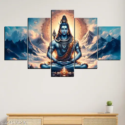 Shiv Ji Wall Decor Painting For Home Digital Reprint 18 inch x 30 inch Painting (Pack of 5)